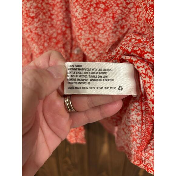 Universal Thread Floral Button Down Short Sleeve Blouse XL - Picture 5 of 6